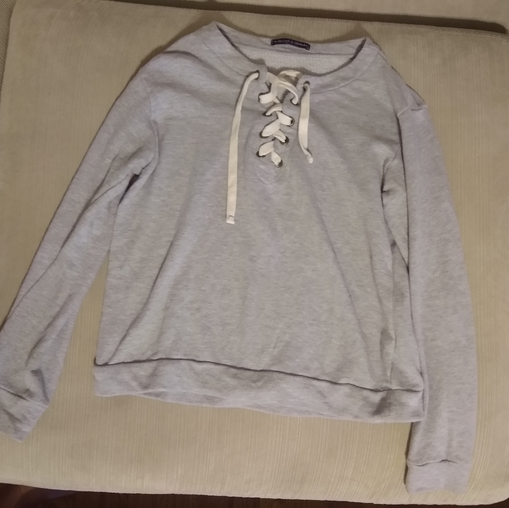 Gray lace up sweatshirt